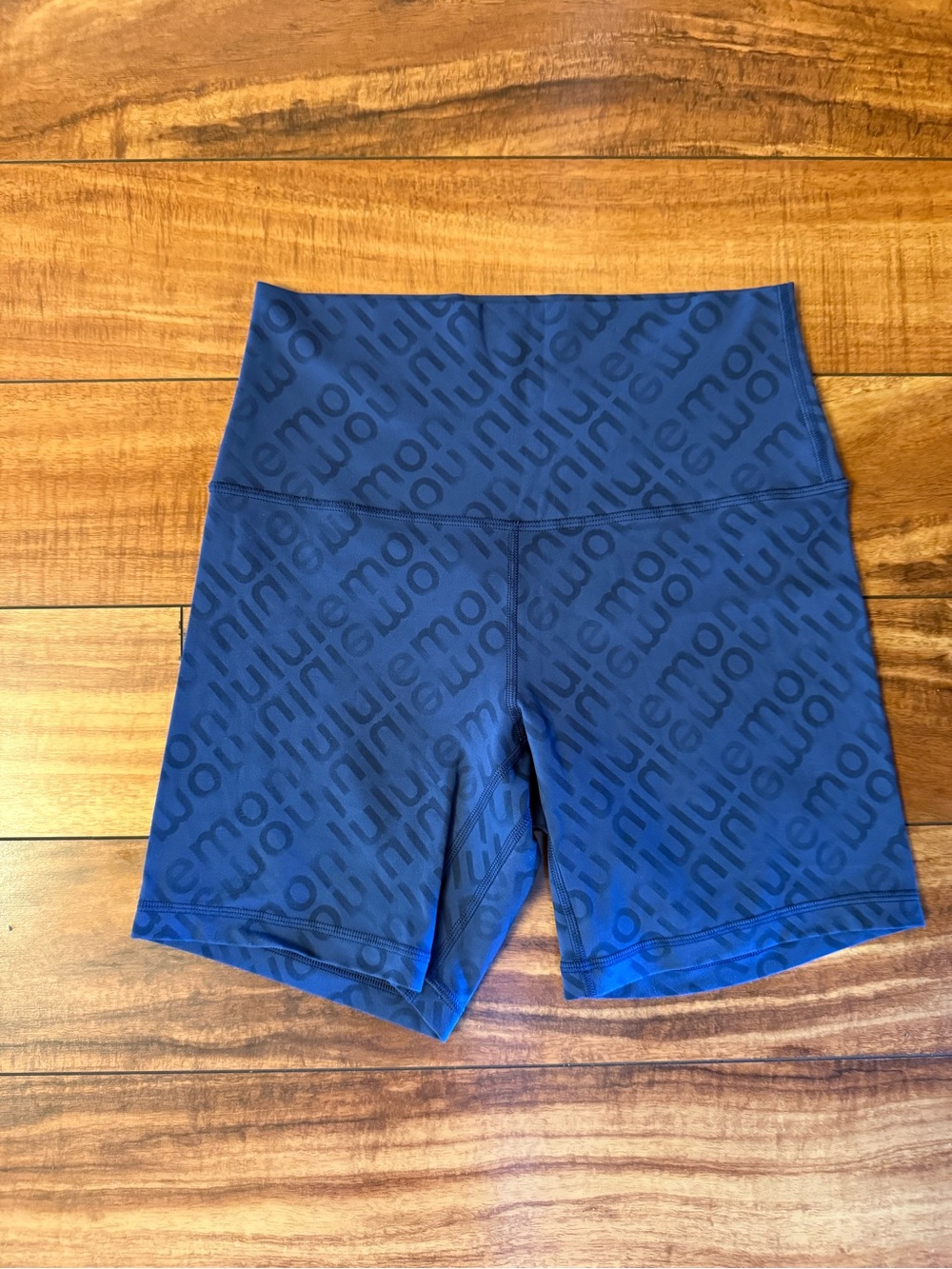 lululemon athletica High-Waisted Logo Print Women’s Bike Shorts - Navy align 6